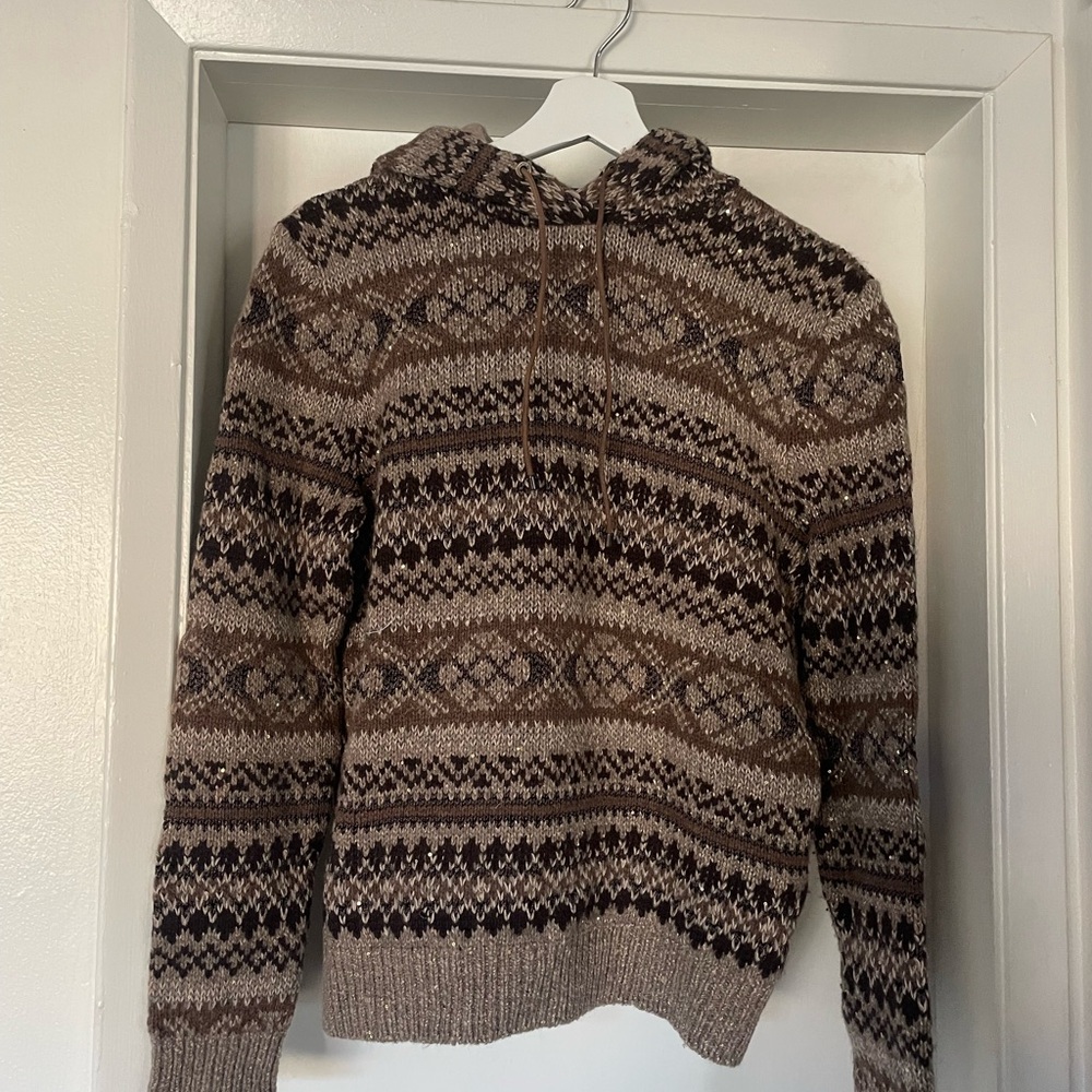 Ralph Lauren Brown and Cream Fair Isle Sweater